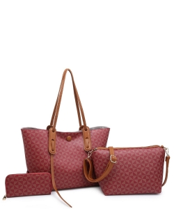 Monogram 3-in-1 Shopper Set Faux leather BZ-51910 RED